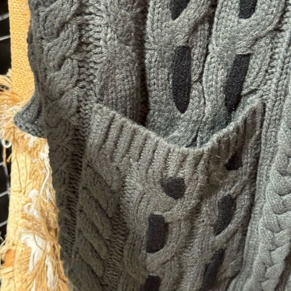 POL Chunky Cable Knit Long Line Slouchy Open Cardigan Sweater Gray S - Picture 5 of 6
